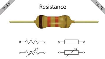 resistencia aislada vector de parte eléctrica vector de resistencia, símbolo electrónico de resistencia.