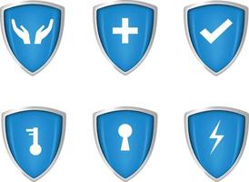Vector blue shield protection icons, Shield illustration.