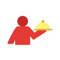 Man Serving Food Line Icon vector