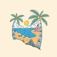 ilustración de playa paraíso vector