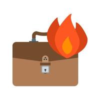 Briefcase on Fire Line Icon vector