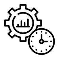 Cog and timer, concept of productivity linear icon vector