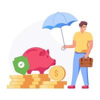 Ready to use flat illustration of money insurance vector