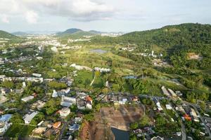 Aerial view of Kathu district Phuket Thailand from Drone camera High angle view photo