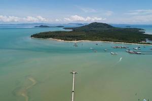 Aerial view of landscape nature scenery view of Beautiful tropical sea with Sea coast view in Phuket Thailand summer season image by Aerial view drone shot, high angle view. photo