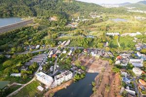 Aerial view of Kathu district in the morning at Phuket Thailand. image from Drone camera High angle view photo