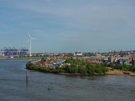 The city of Hamburg and the elbe river photo