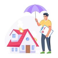 ilustración plana de seguro contra incendios lista para web y aplicaciones vector