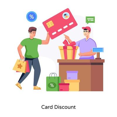 A unique flat illustration of card discount