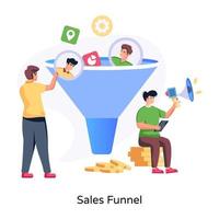 Trendy flat illustration of sales funnel vector