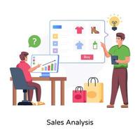 Sales analysis flat illustration is up for premium use vector