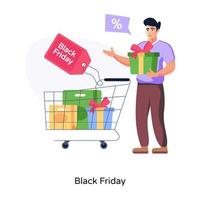 A handy flat illustration of black friday vector