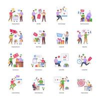 Bundle of Shopping Offers Flat Illustrations vector