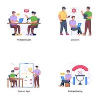 Set of Podcast Creators Flat Illustrations vector