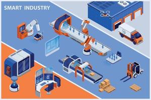 fondo isométrico de la industria inteligente vector