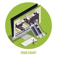 Food Court Isometric And Colored Concept vector
