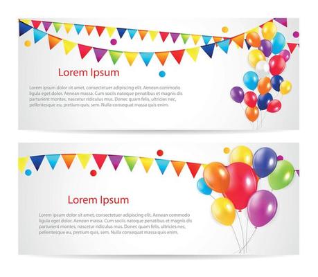 Colored Balloons Card Banner Background, Vector Illustration