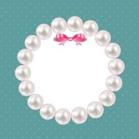 Vintage Pearl Frame with Bow  Background. Vector Illustration.