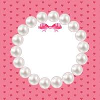 Vintage Pearl Frame with Bow  Background. Vector Illustration.