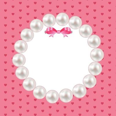 Vintage Pearl Frame with Bow  Background. Vector Illustration.