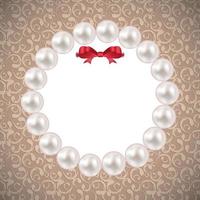 Vintage Pearl Frame with Bow  Background. Vector Illustration.