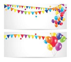 Colored Balloons Card Banner Background, Vector Illustration