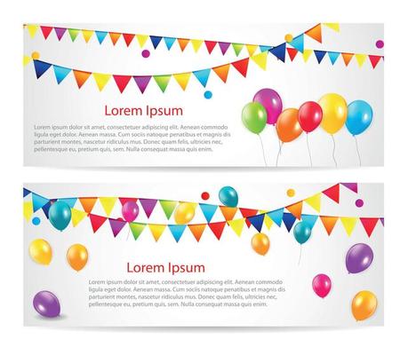 Colored Balloons Card Banner Background, Vector Illustration