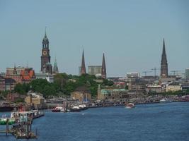 The city of Hamburg and the elbe river photo