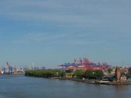 The city of Hamburg and the elbe river photo