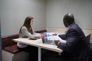 Business people in the workplace are discussing a working strategy for doing business photo