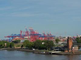 The city of Hamburg and the elbe river photo