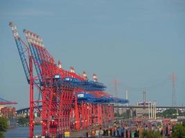 The city of Hamburg and the elbe river photo