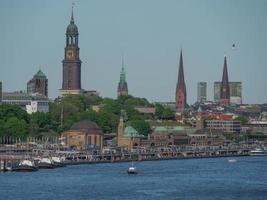 The city of Hamburg and the elbe river photo