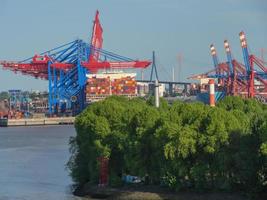 The city of Hamburg and the elbe river photo