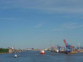 The city of Hamburg and the elbe river photo