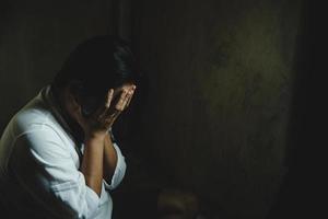 woman sitting alone photo