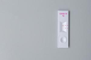 Rapid Antigen Test kit with Negative result during swab COVID-19 testing. Coronavirus Self nasal or Home test, Lockdown and Home Isolation concept photo