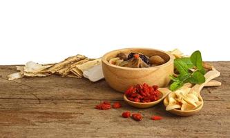 Chinese soup and herbal medicines photo