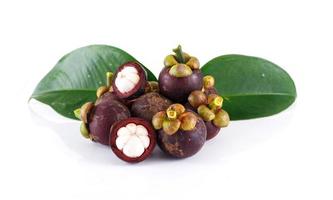 Group of mangosteen on white photo