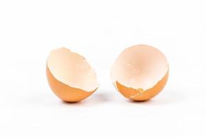 Egg shell on white background photo