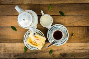 Tea composition, tea set, picture style vintage photo