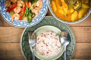 rice with food , Thailand food photo