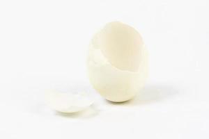 Egg shell on white background photo