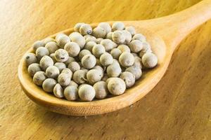 white Pepper seeds in wooden spoon photo