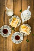 Tea composition, tea set, picture style vintage photo