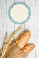 bakery on wood white background different types of bread photo