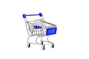 Classic Shopping cart trolley on white background photo