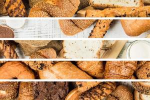 bakery on wood white background different types of bread photo