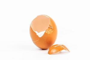 Egg shell on white background photo