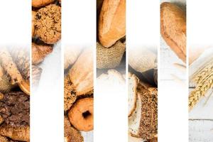 bakery on wood white background different types of bread photo